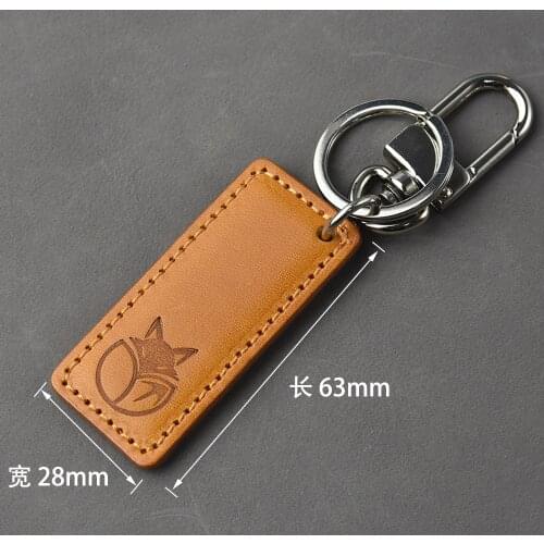 Leather key foil pendant implant tanning key brand tree paste head layer leather car gift pin custom LOGO