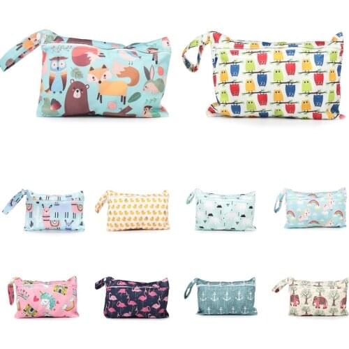 25 Styles Small Baby Diaper Bag Organizer Reusable Waterproof Wet Dry Fashion Print Travel Nappy Zipper Mummy Storage Bag Pocket