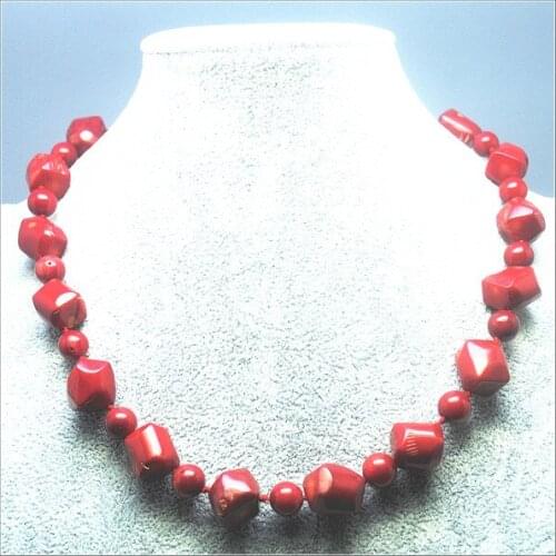Fashion Sea Red coral Necklaces Chokers Short necklaces 10-15mm 17.5 inches length top quality ladies necklace wholesale price