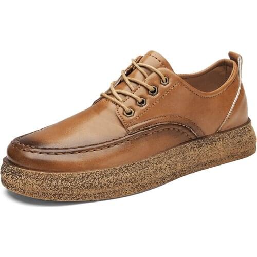 Microfiber Mens Casual Leather Shoes Outdoor Walking Mens Casual Shoes Lace Up Mens Shoes Thack Bottom Non Slip Shoes For Men