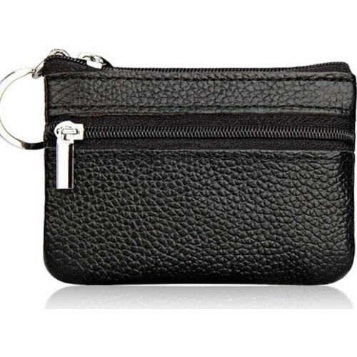 THINKTHENDO Soft Men Women Card Coin Key Holder Zip Genuine Leather Wallet Pouch Bag Purse