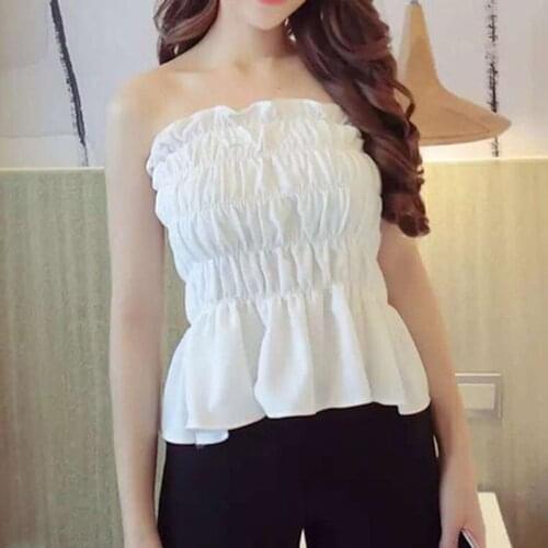 2018 New Women Casual Summer Tops Vest Fashion Ladies Pure Color Elastic Tank Blouse Sleeveless Wrap Chest Crop Top Shirt Camis