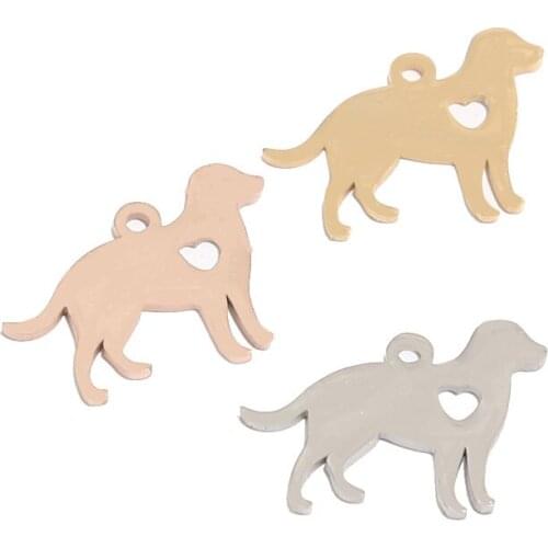 New Stainless Steel Dog with Heart Charm Pendant for DIY Crafting Bracelet Necklace Jewelry Findings Jewelry Making Accessories