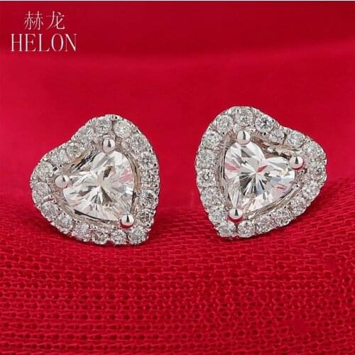 Heart Cut Moissanite Stud Earrings Solid 14K White Gold VVS/FG Color Lab Grown Moissanite Diamond Lady Bridal Wedding Earrings