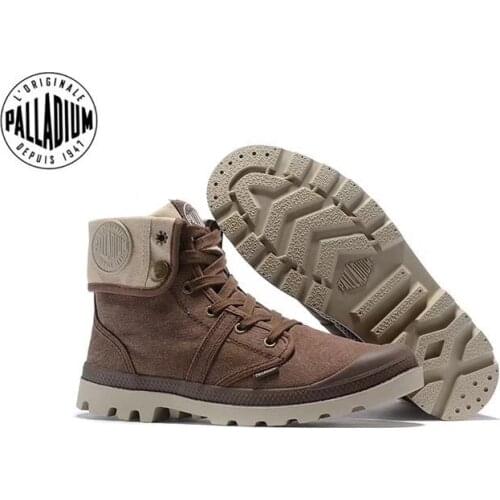PALLADIUM Pallabrouse Dark Brown Sneakers Men Women High-top Army Military Ankle boots Canvas Casual Shoes Anti-Slip Shoes 36-45
