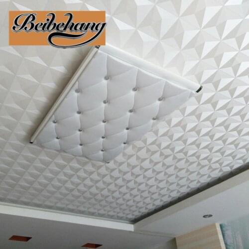 Beibehang Ceiling Wallpaper 3d Stereo White Diamond Hotel Living Room Continental Style Ceiling Roof Wallpaper papel de parede