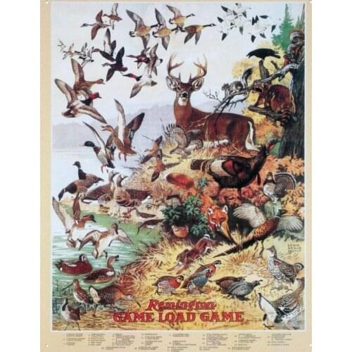 Remington Game Load Game Hunting Vintage Retro Tin Sign 13 x 16in