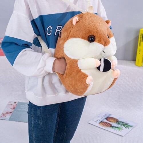 40cm Kawaii Hamster Plush Backpack Stuffed Animals Creative Cartoon Hand Warmer Shoulder Bags Fashion Students bag hand warmer