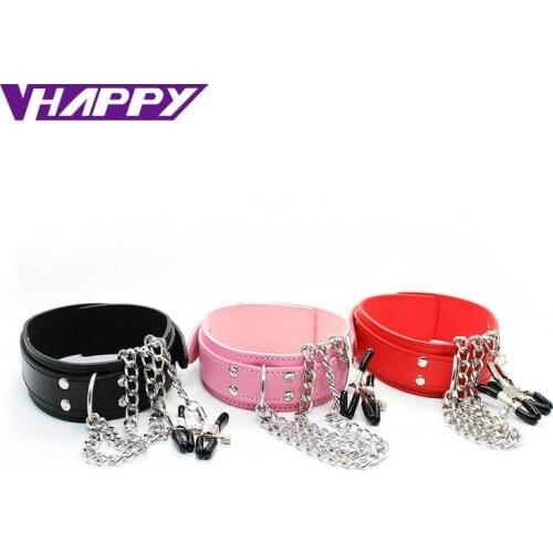 Neck Sex Bondage Adult Games Hot Sale Collar Necklace Nipple Clamps Sex Products Toy Fetish Role Play Erotic Toys VP-CR003011A