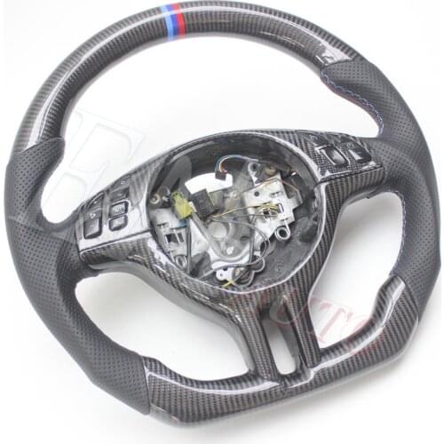 Replacement Real Carbon Fiber Steering Wheel with Leather for BMW E46 3 Series 1997-2006