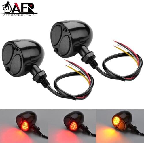 JAER Motorcycle LED Turn Signal Lamp for Harley Helicopters Cruisers Custom Bikes Indicator Light M10 Brake Lights