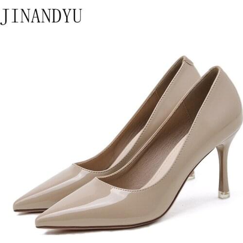 Patent Leather Women Pointed Toe Stiletto High Heels Woman Pumps Fashion Office Shoes Women Heels Classy Wedding Shoes Bride