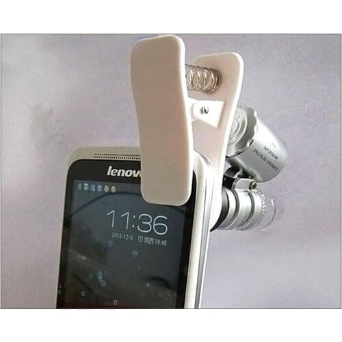 60x Universal Mobile Phone Pocket Microscope Illuminated Magnifier with lamp and Clip for iphone