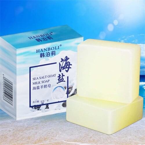 60g Goat Milk Sea Salt Soap Removal Pimple Pores Acne Moisturizing Cleaner Handmade Face Care For Travel Wash Basis Make up Tool