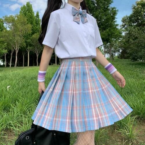 Japanese orthodox JK lattice skirt college style shirt skirt with positioning line sweet suit