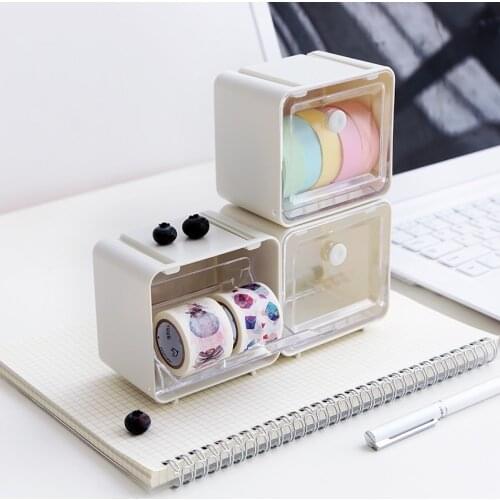 Japanese Washi Tape Dispenser Cutter Office Organizer Transparent Stationery Holder