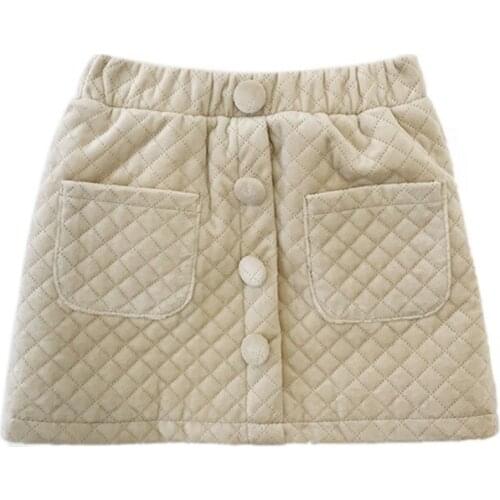 Baby Girl Skirt Korean Plus Velvet Children Girls Skirts New A-line Skirt For Girls Fashion Autumn Winter Child Buttons Shorts