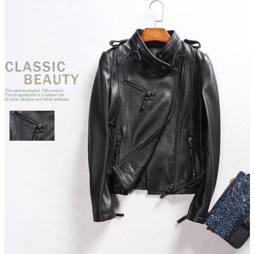 Winter Genuine Leather Jacket Women Korean Spring Autumn 100% Sheepskin Coat Female Real Leather Jacket Women Clothes 2020 7089