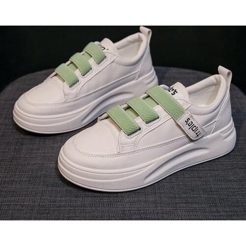 New Women White Casual Shoes Platform Fashion Hook&Loop Sport Outdoor Girls Flat Sneakers Zapatos De Mujer Tenis Zapatillas