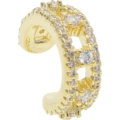 1 Pcs cuff Earrings for Women Trendy Small Round Ear Cuff Gold Silver Plated hollow CZ Clip Earrings jewelry Without Piercing