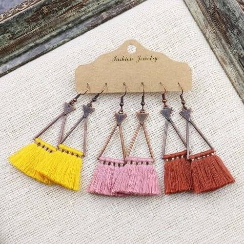 Vintage Boho Tassel Drop Earrings Set Handmade Summer Fashion Triangle Alloy Earring Earrings For Women Fashion Korea 2020