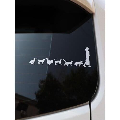 ZTTZDY 17.7*6.9CM A bunch of kittens and women Car Decal Vinyl Sticker Black/Silver ZJ4-0166