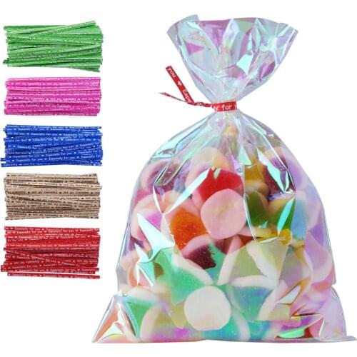 100Pcs/pack Candy Metallic Dot Twist Ties Wire Cello Bags Lollipop Pack Fastener Sealing For Cake Pops Party Supplies