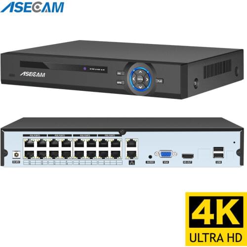 16CH 4k Ultra HD 8MP POE NVR Video Recorder Onvif H.265 48V IP Camera Face Detection CCTV System P2P Network Xmeye