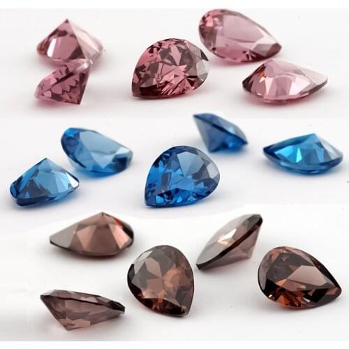 2x3~10x12mm 5A NewBlue Coffee and Rhodolite Color Synthetic Pear Shape Cubic Zirconia Stone