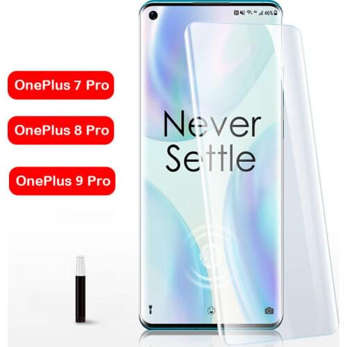 3D UV Glass for OnePlus 9 8 7 7T Pro Screen Protector UV Liquid Full Glue Tempered Glass for One Plus 9 8 7T Pro Full Cover Film