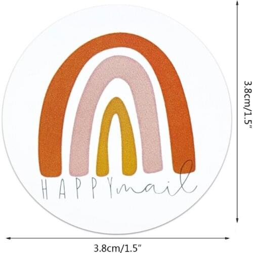 500pcs 1.5 Inch Rainbow Happy Mail Stickers Round Label Stickers for Bags Cards