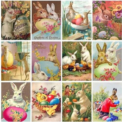 5D DIY Diamond Painting Easter Day Gift Easter Eggs Rabbit Full Drill Diamond Embroidery Mosaic Painting Cross Stitch Home Decor