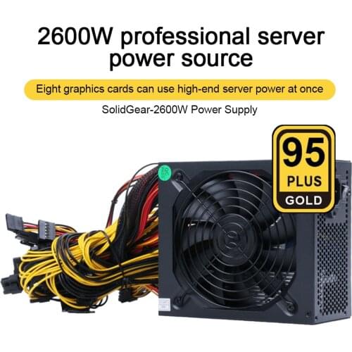 2400W 95% Efficiency ATX ETH Mining Machine Power Supply Support Multi-Channel 8 Display Cards GPU 2600W Max for Bitcoin Miner