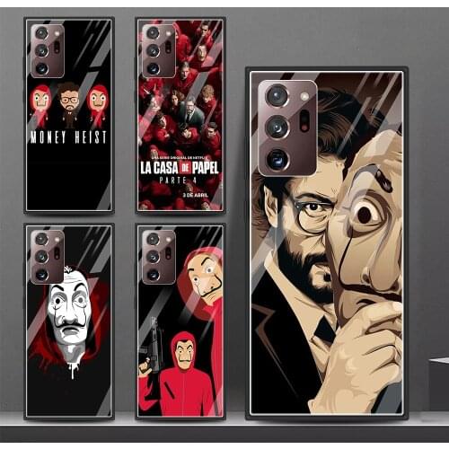 Money Heist House Paper Glass Phone Cases For Samsung Galaxy Note 20 Ultra 10 Plus Lite 5G 9 8 Shell Capa Bumper Cover Fundas