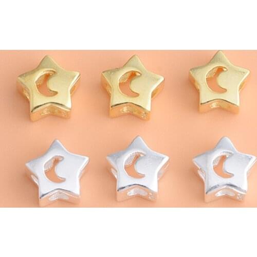 S925 sterling silver bead hollow star moon bead handmade DIY bracelet necklace beading material accessories