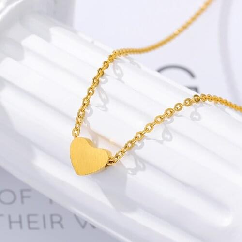 ICFTZWE BFF Stainless Steel Chain Statement Necklace Women Gold Heart Necklaces Pendants Fashion Jewelry Erkek Kolye Gargantilha