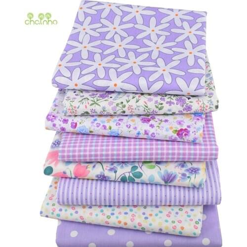 Chainho,New Purple Floral Series,Printed Twill Cotton Fabric,Patchwork Cloth For DIY Sewing&Quilting,Baby&Children MaterialCC319