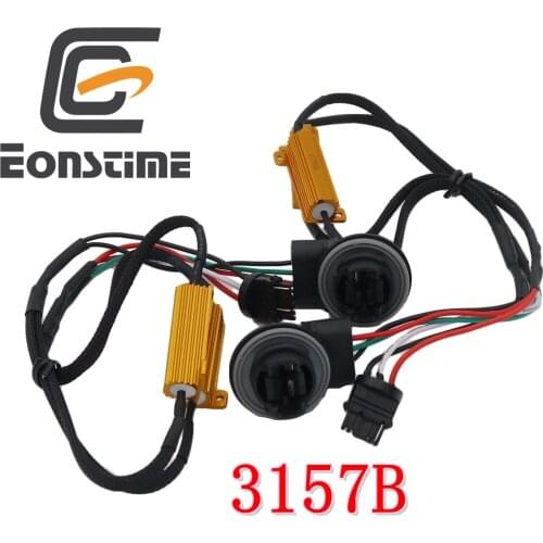 Eonstime 2pcs Canbus Error Free 3157B Decoder Load Resistor Fix LED Turn Signal Hyper Flash Canceller Decoder 50W 6Ohm