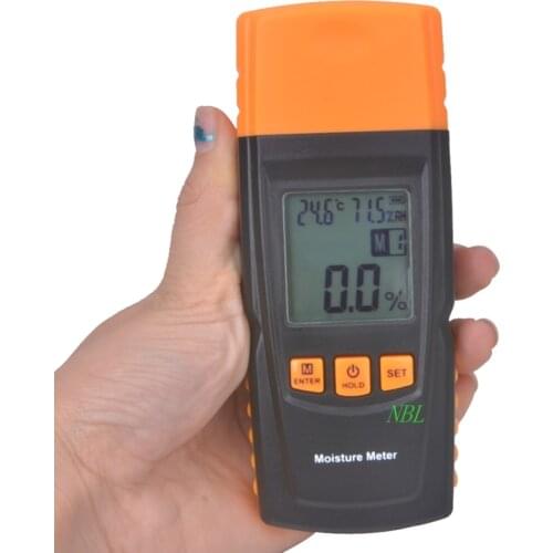 Brand Handheld Digital Wood Moisture Meter Data Hold Measure In 4 Tree Species Humidity Tester Damp Detector Hygrometer
