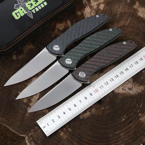 Green thorn hation zero flipper d2 carbon fiber + TC4 titanium knife CF camping knob bag fruit practical knife survival EDC tool