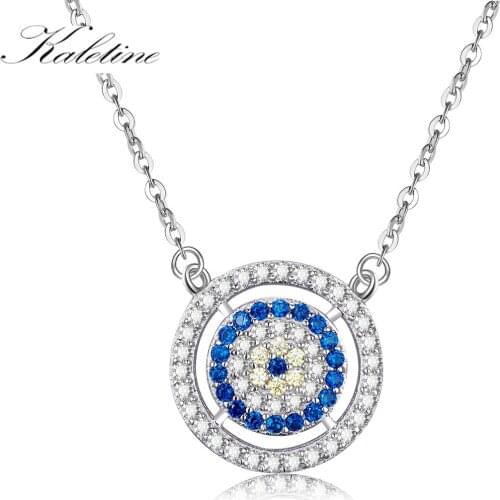 Kaletine Real 925 Sterling Silver Necklace Women Blue Main Stone Lucky Evil Eyes Necklace Turkey Jewelry Making 2020