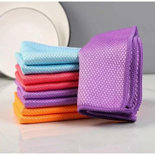 Fish Scale Microfiber Polishing Cleaning Cloth 5/10pcs Soft Microfiber Cleaning Towel Absorbable Glass Kitchen SP99