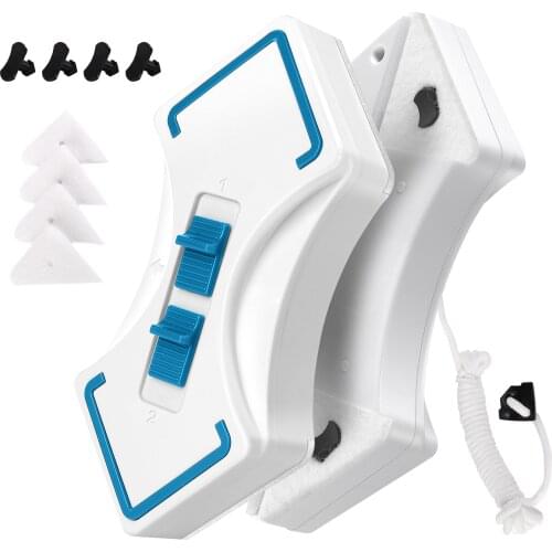 Magnetic Glass Wiper Adjustable Double Sided Cleaning Tool with Safety Rope for Indoor Outdoor 21cm 3-30mm Glass Window Cleaner