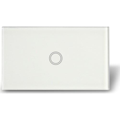 US Model Touch Glass Switch Panel Single Gang Touch Wall Light Switch with blue LED backlight, AC110-240V, Free Shipping
