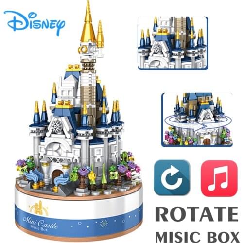 New Disney Castle Music Box Creator Model Creative Technical Building Blocks City Bricks Toys for Children Boys Gifts Kid