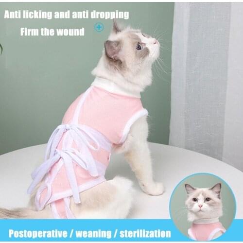 Soft Cat Clothes Recovery Suit For Wounds Mesh Dog Shirt Anti Pet Licking Wounds Pupy Cat Vest After Surgery Wear New