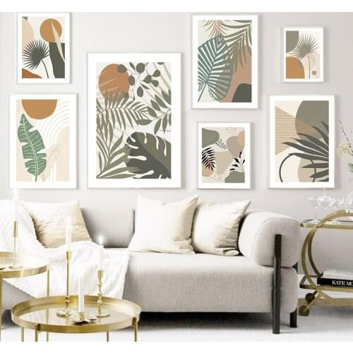 Boho Monstera Palm Leaf Medieval Abstract Wall Art Canvas Painting Nordic Posters And Prints Wall Pictures For Living Room Decor