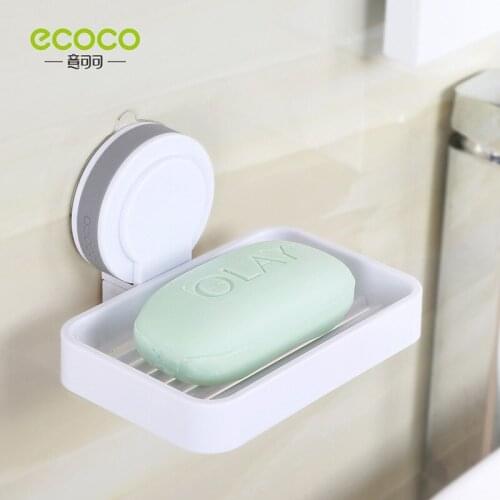 Ecoco Wall Mounted Soap Box Waterproof, Soap Holder with Draining Rack, Bathroom Shelf Accessories, Reusable Bathroom Supplies