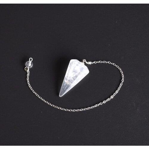Natural Chakra Clear Quartz Carved Crystal Subuliform Reiki Energy Healing Pendulum Bead