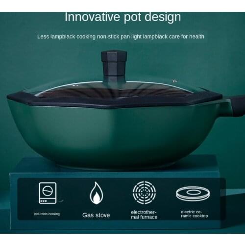 German quality non-stick frying pan Geometric shape Aluminum alloy Smokeless pan Universal stove Frying pans